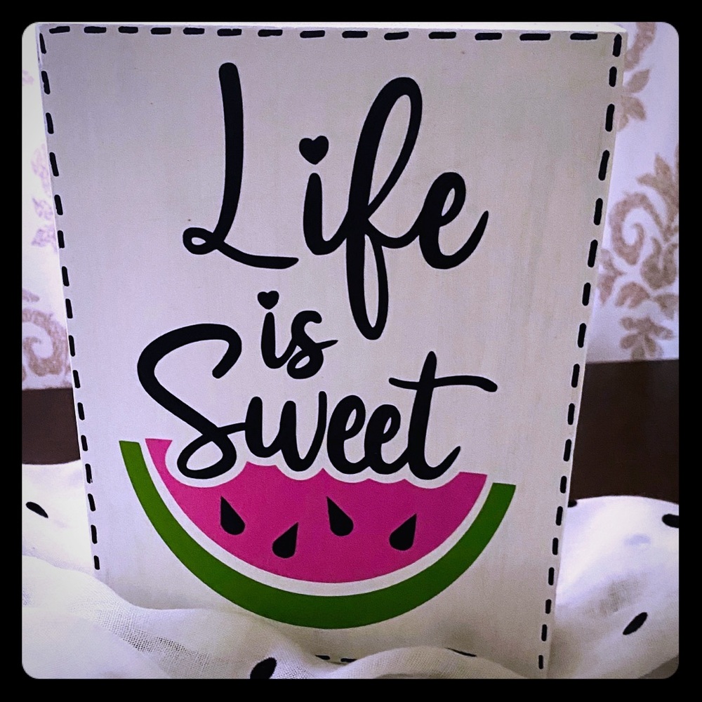 Summertime Watermelon 5x7 wood block